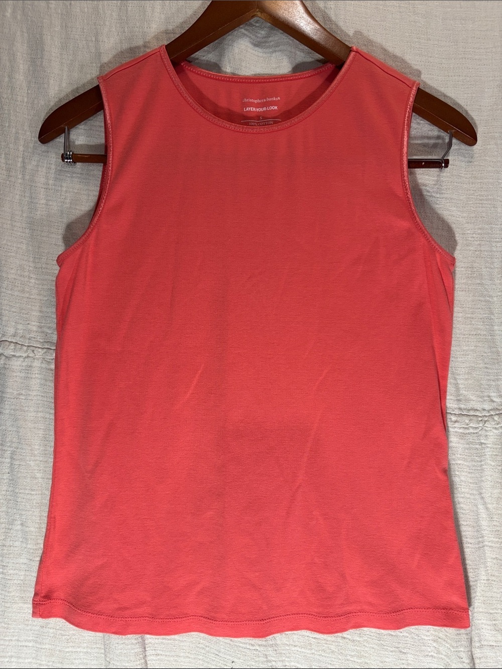 Christopher & Banks Coral Sleeveless Tank 100% Cotton